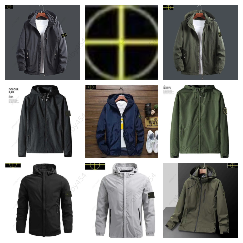 Q2SP stone jacket plus size coat brand jackets mens long sleeve zipper Badges windbreaker Badge button Trench designer coat gift Christmas Free shipping 2025 anda XL