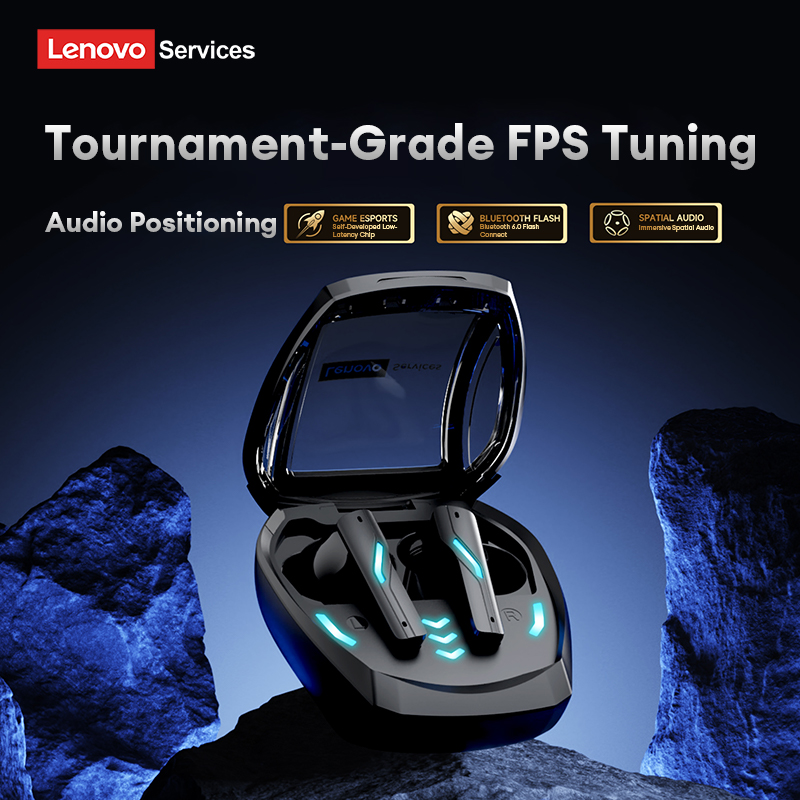 LenovoService Wireless Gaming Bluetooth GT100 Earphones BT 6.0 IMAX Ultra-Clear Sound Quality Music Headset Low-Latency Noise-Canceling Earbuds New