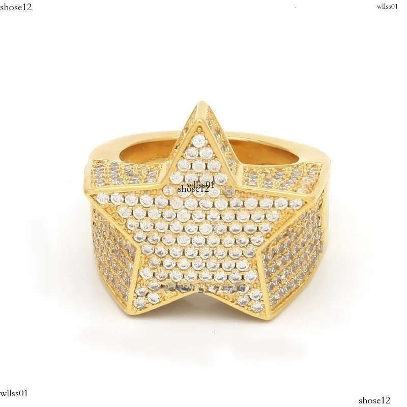 men's passed GRA Dia Five-pointed Men's star Hip Hop trendy moissanite dia gold sterling sier cuban women ring