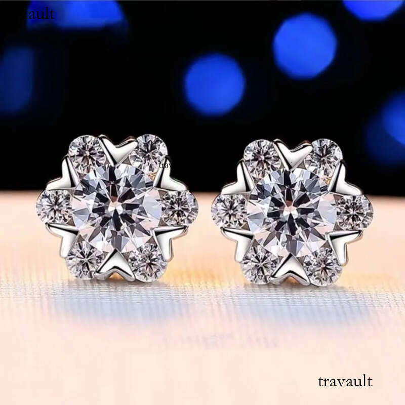 Stud Earrings Trendy Sterling Sier 0.3-1 Carat D Color M oi s n i te For Women 6 Prong G r a Screw Back