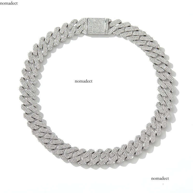 20MM Hip-Hop Full Thick Necklace Zinc Alloy Rhombus Exaggerated Three-Row Dia Cuban Chain for Men 88