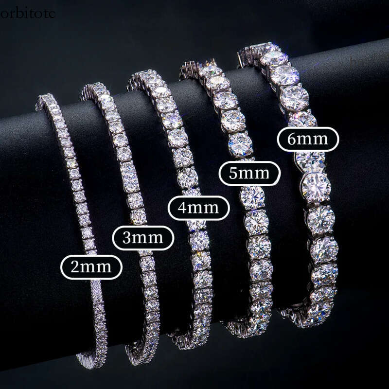 Wholesale Mens and Womens S Sterling Sier Tennis Chain Bracelet VVS Lab Moissanite Mossanite Hip Hop Style for Gifts 0a