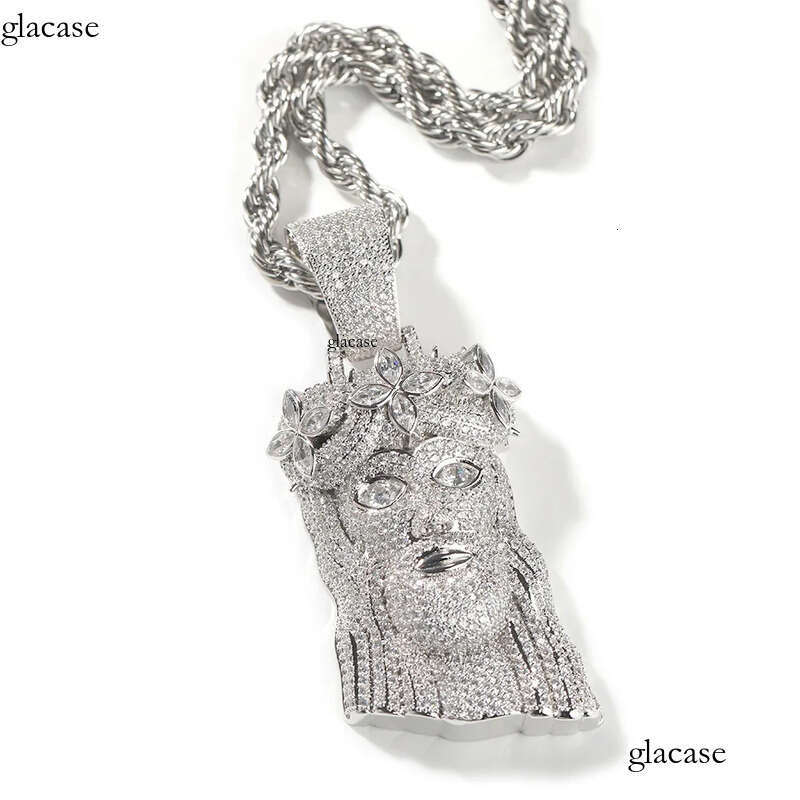 Hip Hop Colorful Cross Flower Jesus Pendant Necklace 5A Zircon Religious Jewelry c7