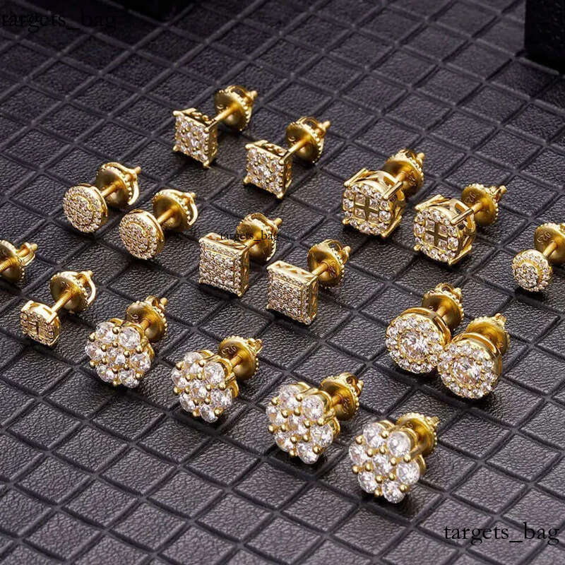 2025 Designer Top Men's 10k Plated Sier Pin VVS Moissanite Real Gold Earrings Jewelry Fashion Gifts