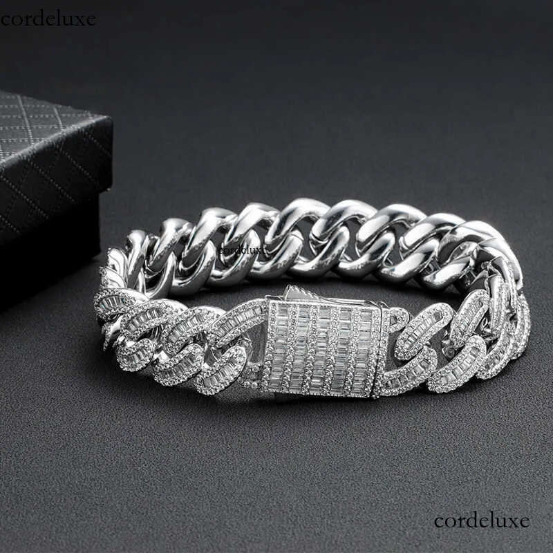 Custom 16mm Vvs Moissanite Iced Out Dia Necklace Arc Sterling Sier Baguette Cuban Chain 5c