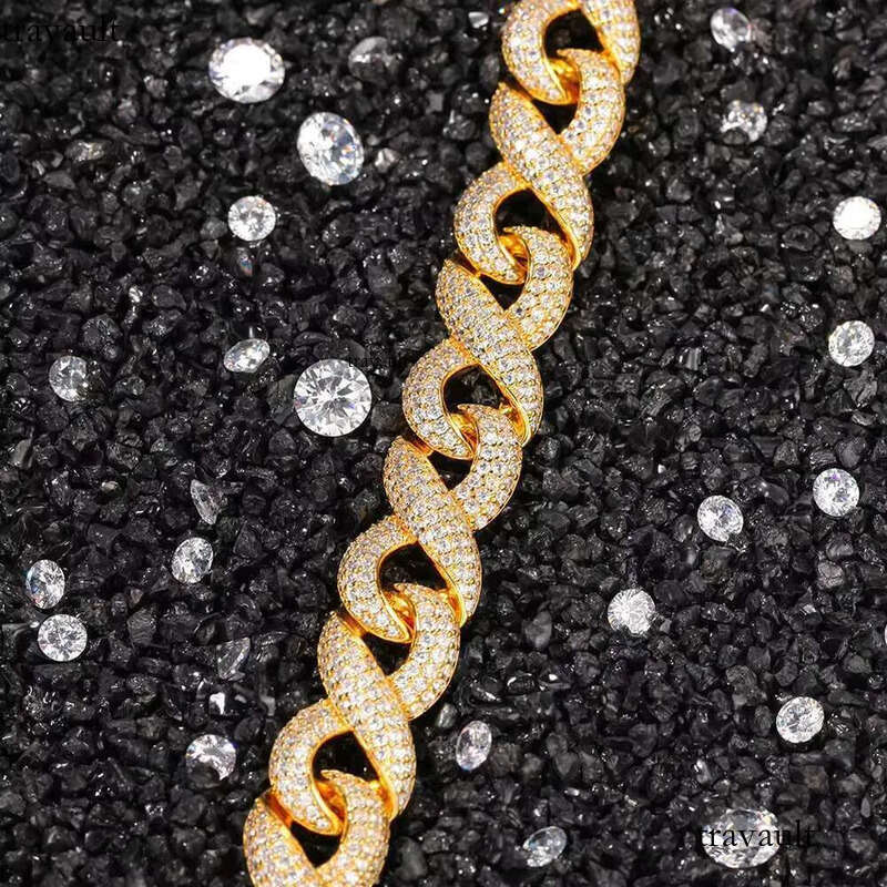 DHCollections Hip Hop 15mm Iced Out Cuban Link Chain Necklace 16-24 Inch Gold Sier Plated Brass Bling Zircon Jewellery for Streetwear Style
