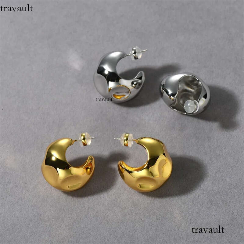 Fashion Vintage Concave Convex Design C-Shaped Earrings for Women Light High-end Charm Daily Wear Jewelry Gift Trend