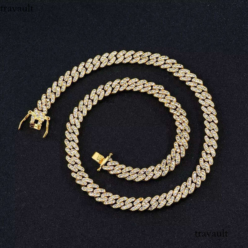 DHCollections Cuban Link Chain for Men Women 9mm Wide Iced Out Rhinestone Bling Fashion Jewelry Hip Hop Style Sier Necklace Adjustable