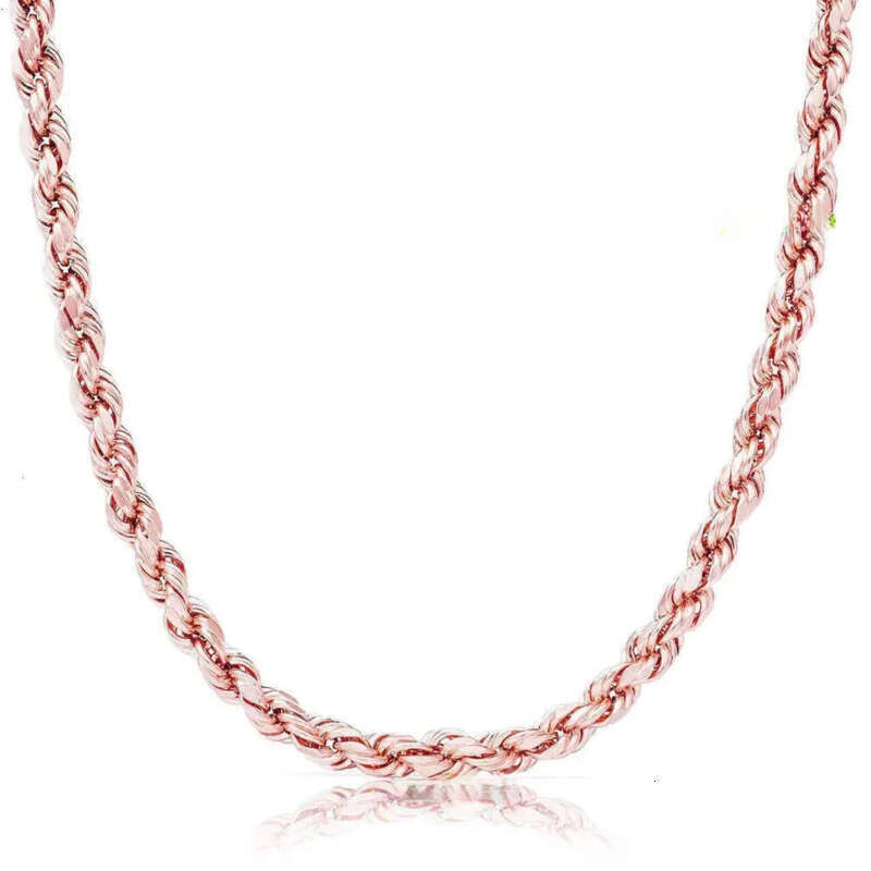 Real 10K 14K Solid Gold Rope Chains For Men Hip Hop Necklace