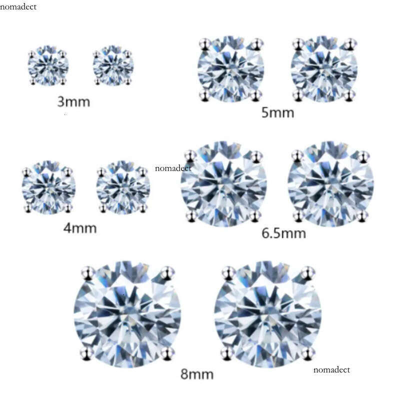 Large Size 4 Claws Ear 3mm-10mm Moissanite Sterg Unisex Lab Dia Stud for Women Men Gift Sier and Rose Gold Earrings 22