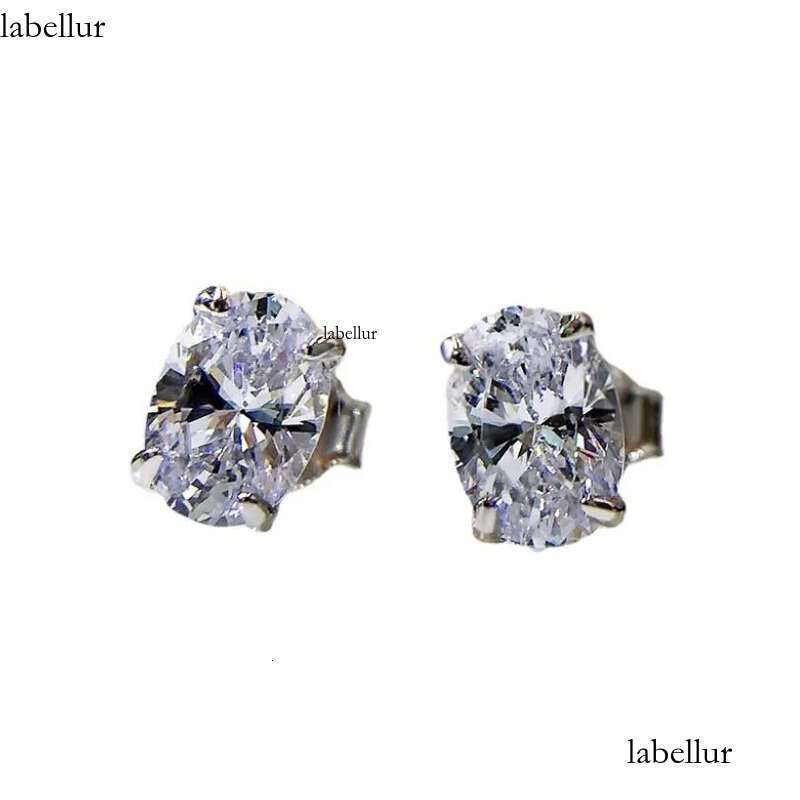 Choucong Drop Ship Top Sell Stud Earrings Moissanite Solitaire Simple Fashion Jewelry Sterling Sier Gold Fill Women Wedding Oval Dia Earring Gift 91