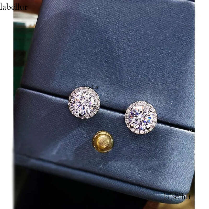 2024 Drop Ship Stud Earrings Simple Fashion jewelry Sterling Sier Round Cut 5A Cubic Zircon CZ Dia Gemstones Party Women EarringGift 57