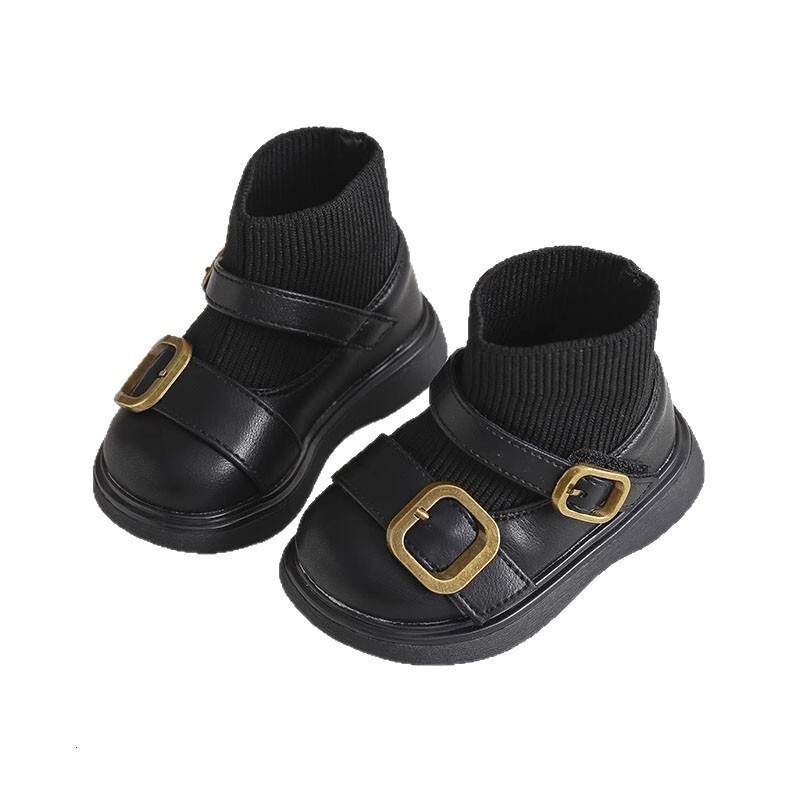 Fashion baby girl princess socks shoes autumn and winter new style small leather boots Designer English children's walking comfortable soft soled