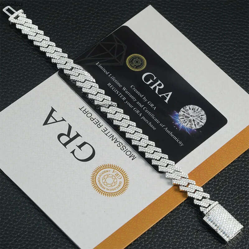 10mm Full Moissanite Inlay S Sier Dia Cuban Chain Trendy Brand Necklace Accessories Free delivery 45