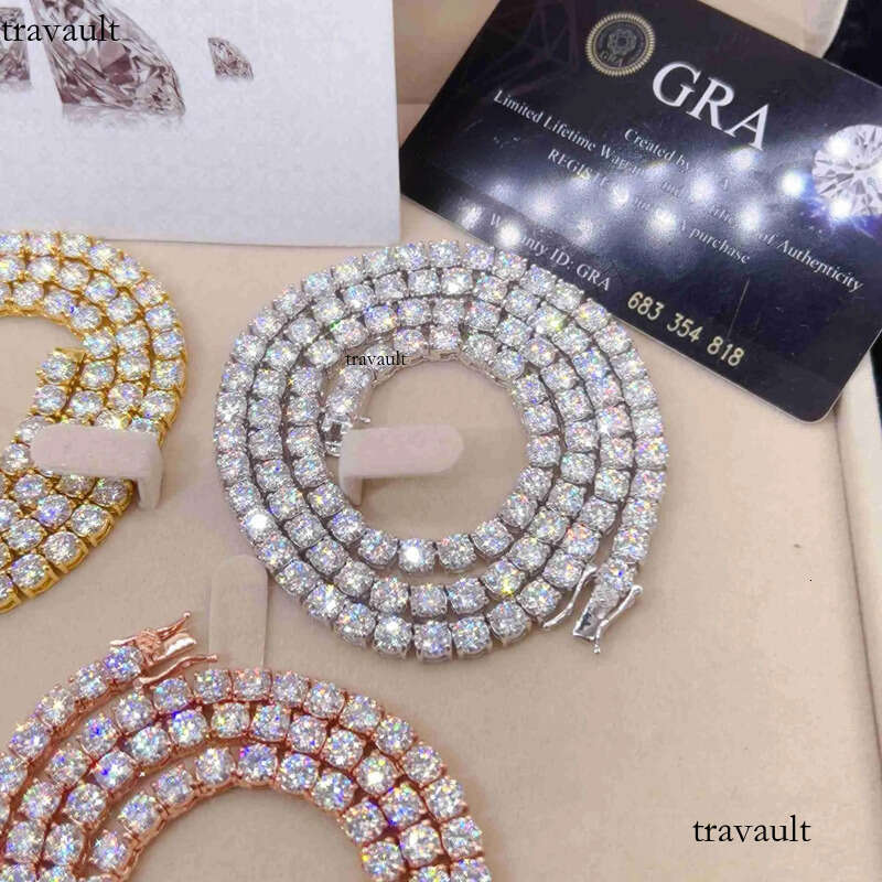 Designer Jewelry Good Price Gra Certified Vvs Moissanite Sterling Sier Solid Gold Tennis Chain