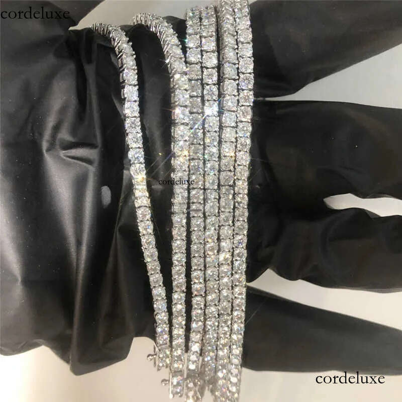 Sier Necklace Dia Hip Hop Jewelry 3mm - 6mm jewlery designer for women Tennis Chain Bracelet Pass Tester 51