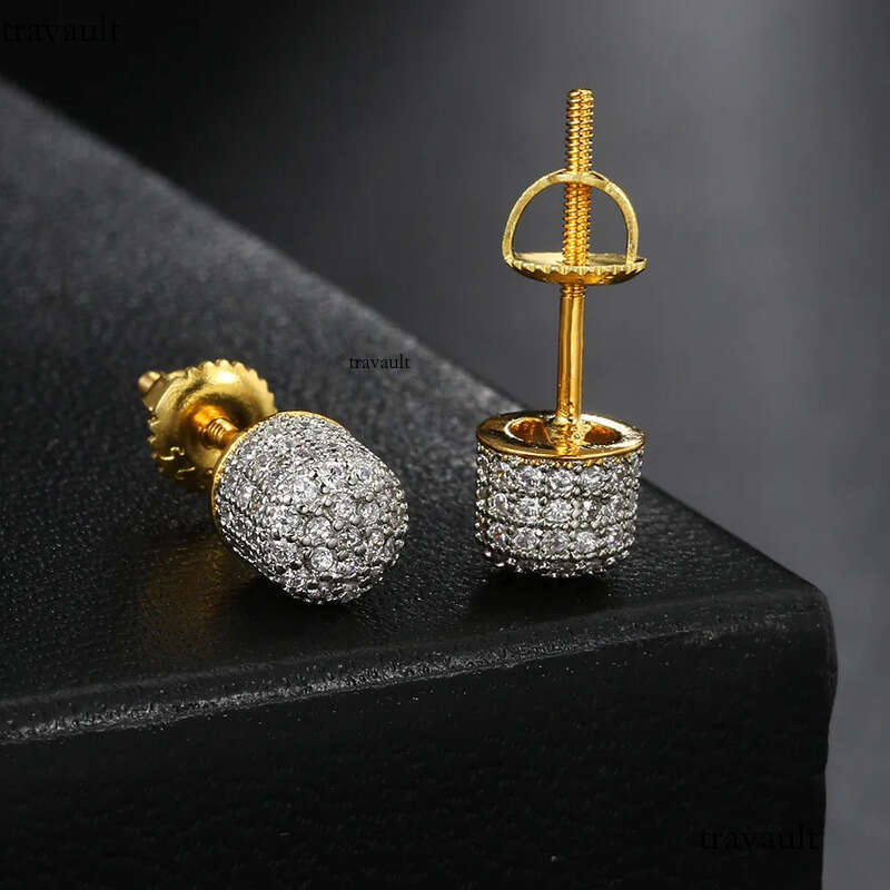 HipHop Half Round Thread Earrings for Women Micro Set AAA Zircon Party Banquet Womens Jewelry