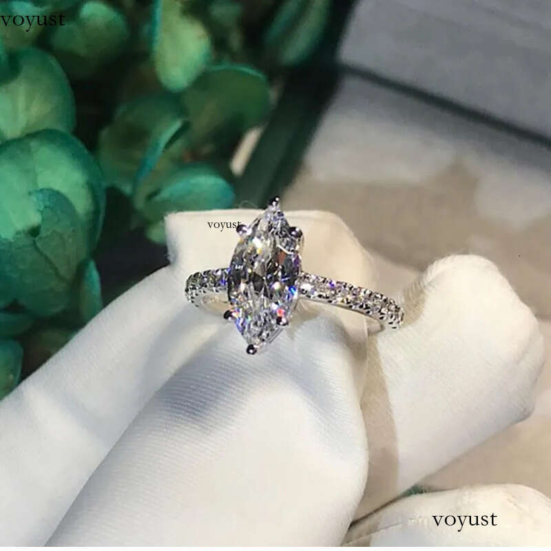 5CT Sparkling Hot Sale Jewelry White Gold Fill Marquise Cut Moissanite Dia Eternity Party Women Wedding Band Ring For Love 54
