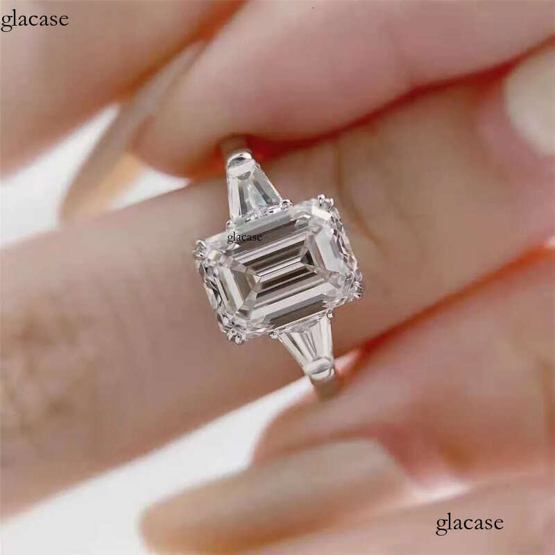 GRA Moissanite Dia 1-5ct D GH VVS 10K14K gold dia Emerald cut wedding moissanite ring 2c