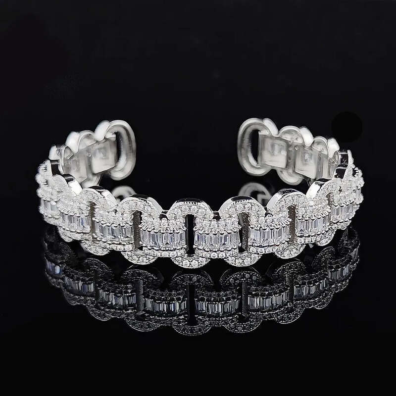 Elegent Wedding Bracelets Jewelry Sterling Sier T Princess Cut White 5A Cubic Zircon CZ Dia Gemstones Party Women Open Bangle For Lover Gift