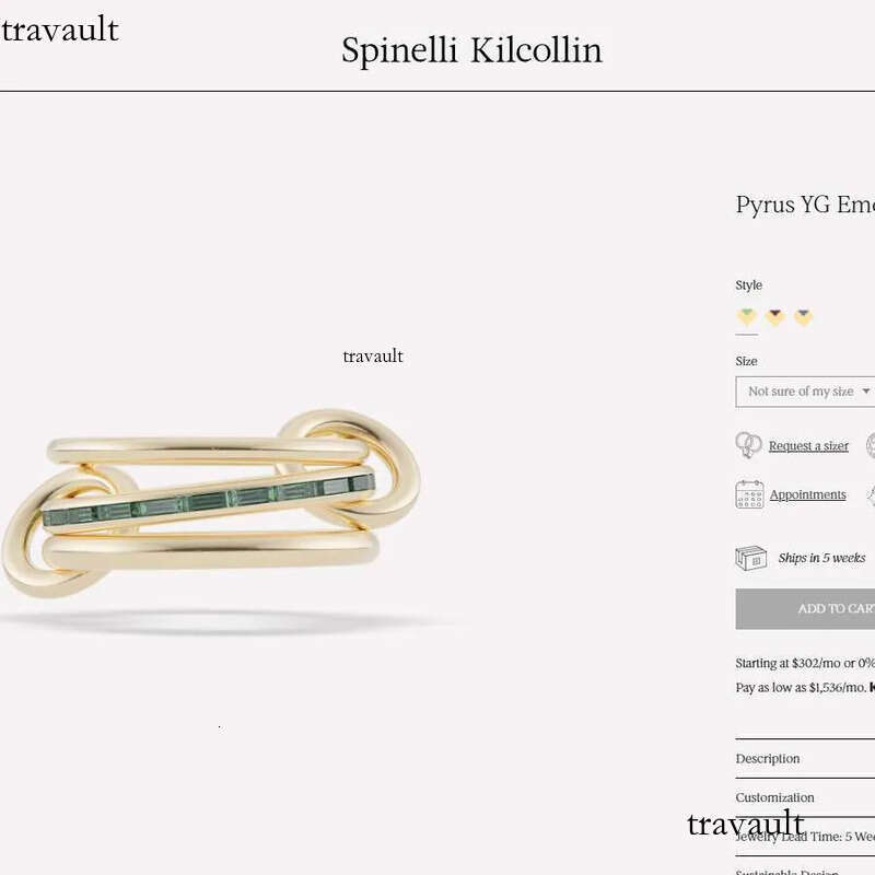 rings for women Designer Pyrus YG Emerald Ruby Band Rings Spinelli Kilcol brand NewIndustrial wind jewelry gold sterg sier multiple ring Mothers Day g