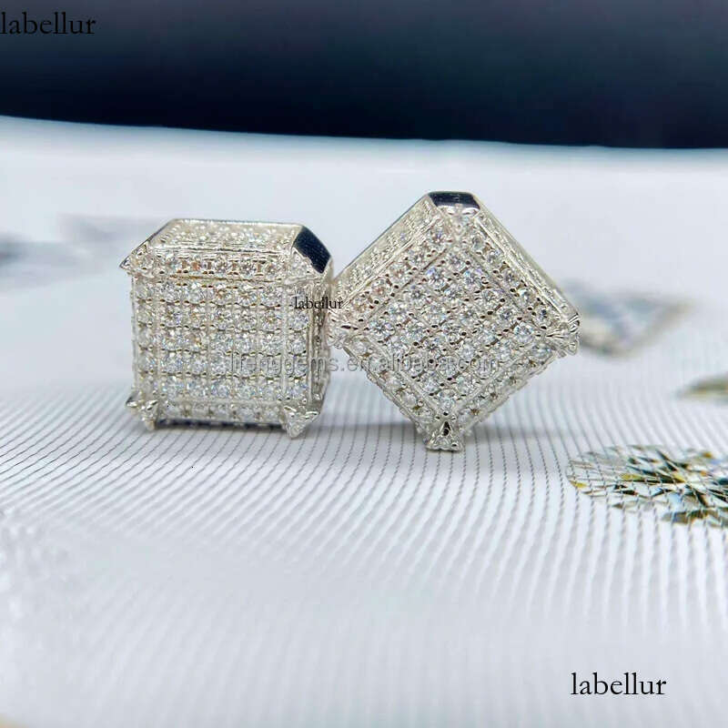Fashion Jewelry Beautiful Fine Box Packaging Sterling Sliver Moissanite Earrings For Men Or Women 2a