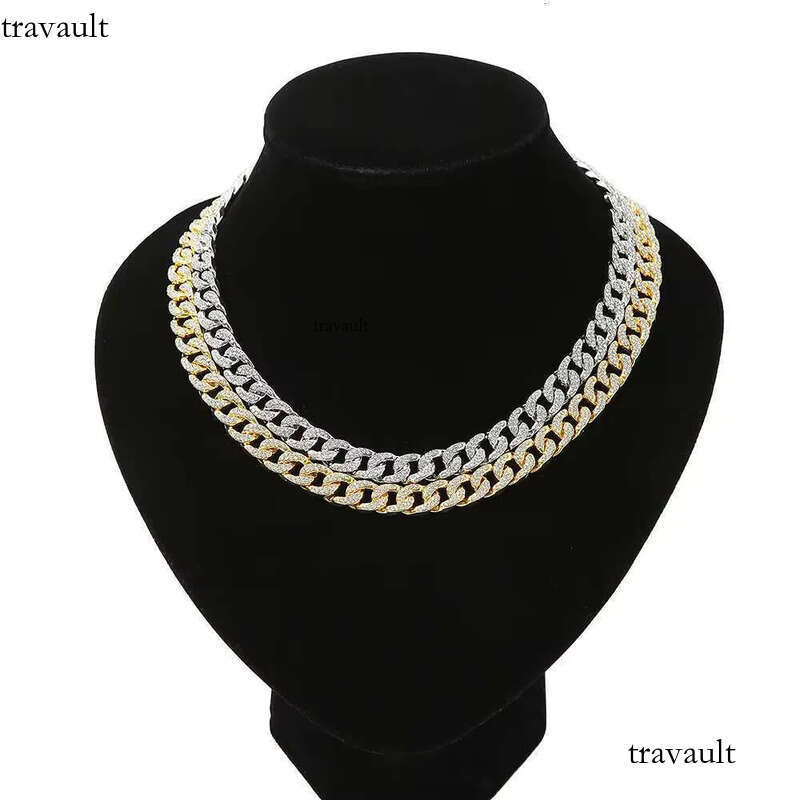 DHCollections Hip Hop for Men Bling Iced Out Cuban Link Chain Gold & Sier Plated Rhinestone Rapper Necklace Fashion Jewellery 18-24 Inch 1 Piece