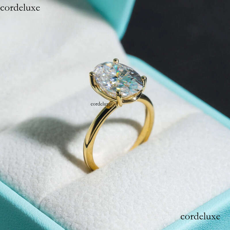 10K 14K Solid Real Gold Engagement Rings 4.5CT Oval D Color VVS Moissanite Dia Wedding Ring 62