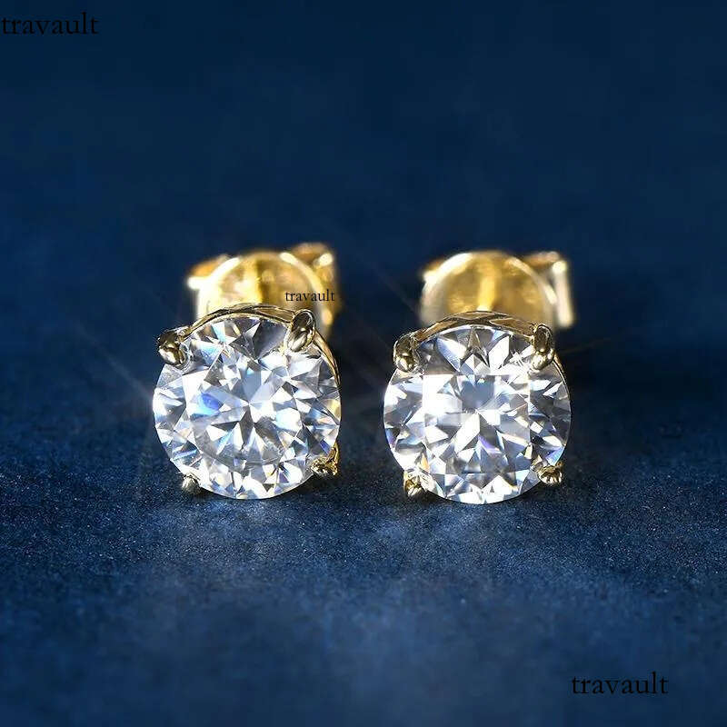 Stud Earrings IOGOU 10k Gold Real 6mm Moissanite Dia For Men Women Yellow Screw Back Fine Jewelry