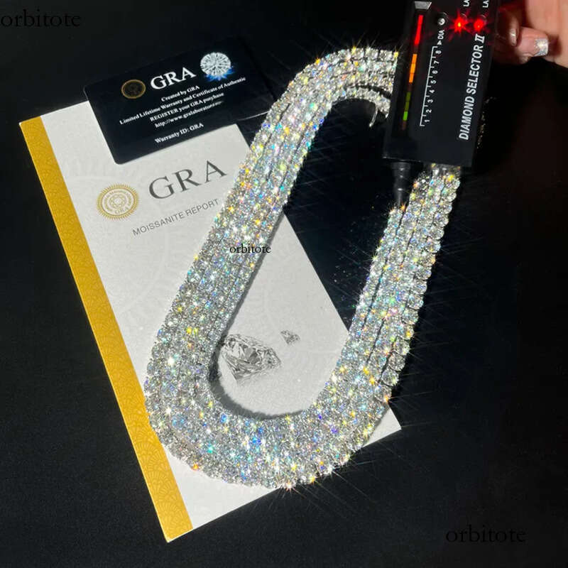 Wuzhou factory price hip hop necklace S sier with GRA VVS cuban k 2mm - 6.5mm moissanite tennis chain jewelry 93
