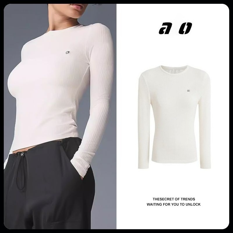 New autumn thin round neck long-sleeved T-shirt for women, slim and thin, light and mature wind embroidered versatile casual bottoming shirt