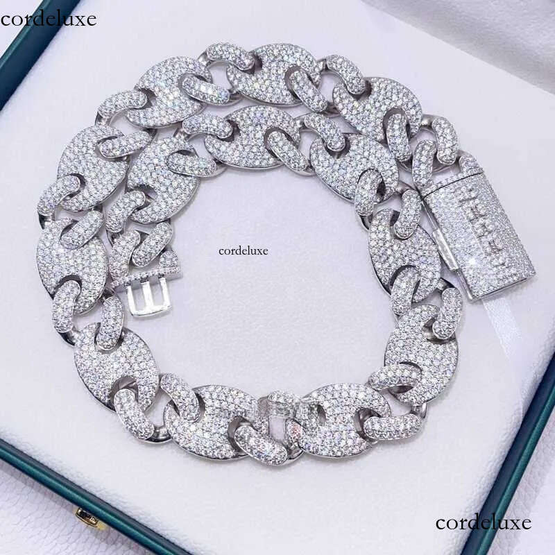 necklace moissanite chain White Gold Sier 20mm Mariner Link Iced Out Hip Hop Men Rapper Jewelry Custom Name Lock Moissanite Chain 64