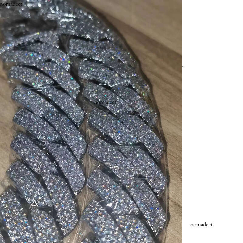 dia gold necklace 20mm Width 3 Row hop hip jewelry iced Out moissanite dias cuban link chain necklaces designer bracelet Free Shipping 02