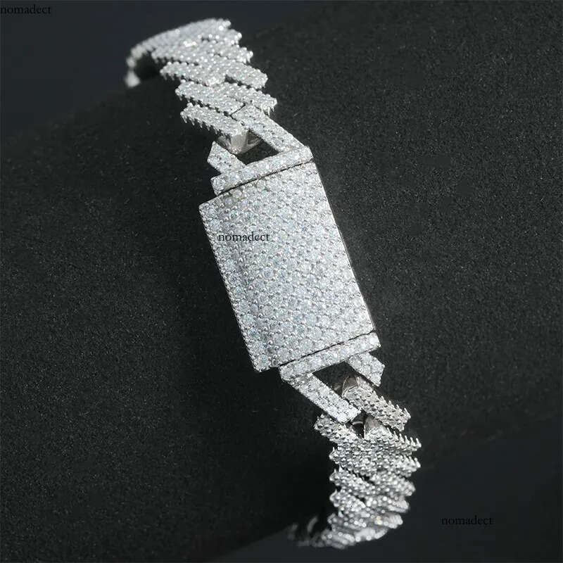 10mm Full Moissanite Inlay S Sier Dia Cuban Chain Trendy Brand Necklace Accessories Free delivery 45