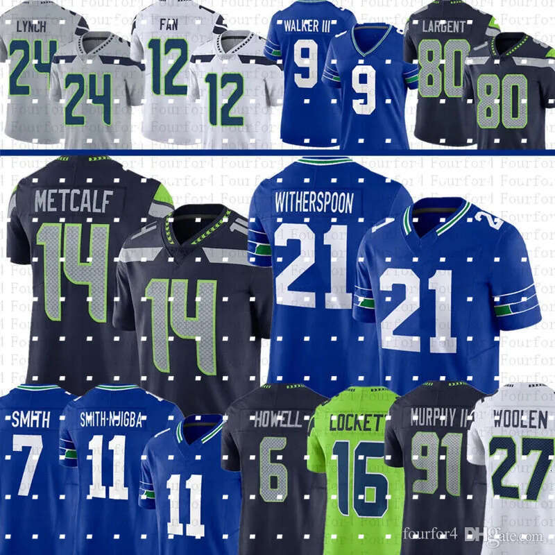 DK Metcalf 21 Devon Witherspoon Jaxon Smith-Njigba Football Jersey Tyler Lockett Tariq Woolen Kenneth Walker Byron Murphy II Sam Howell Jake Bobo Julian Love