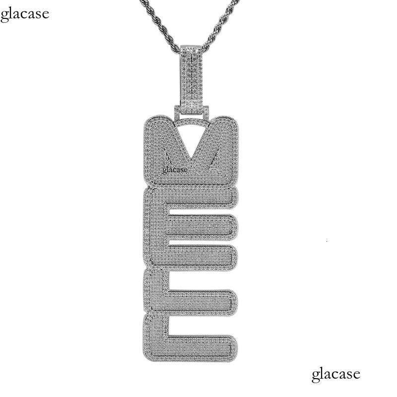 Hip Hop DIY Custom New Font Vertical A-Z Name Letters Pendant Necklace Jewelry 5f