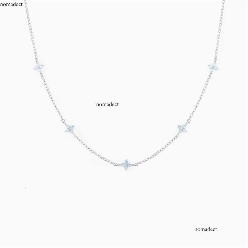 Ins Simple Fashion Flower Pendant Jewelry White Rose Gold Fill Blue Sapphire CZ Dia Gemstones Party Women Clavicle Necklace For Mother Day Gift ce