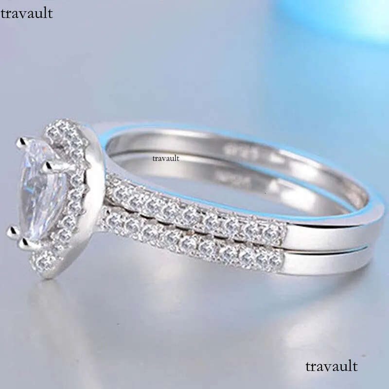 2025 Rulalei Jewelry Sterling Sier Pear Cut White Lab Moissanite Dia High Quality Party Promise Women Wedding Couple Ring Set Gift