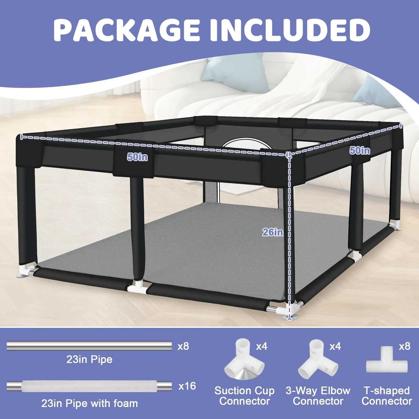 ANGDUO Square Baby Playpen Large 5050 Inch Safet Baby Activity Fence Safety Baby Playard For Boy Girl Indoor Outdoors Usage C250929