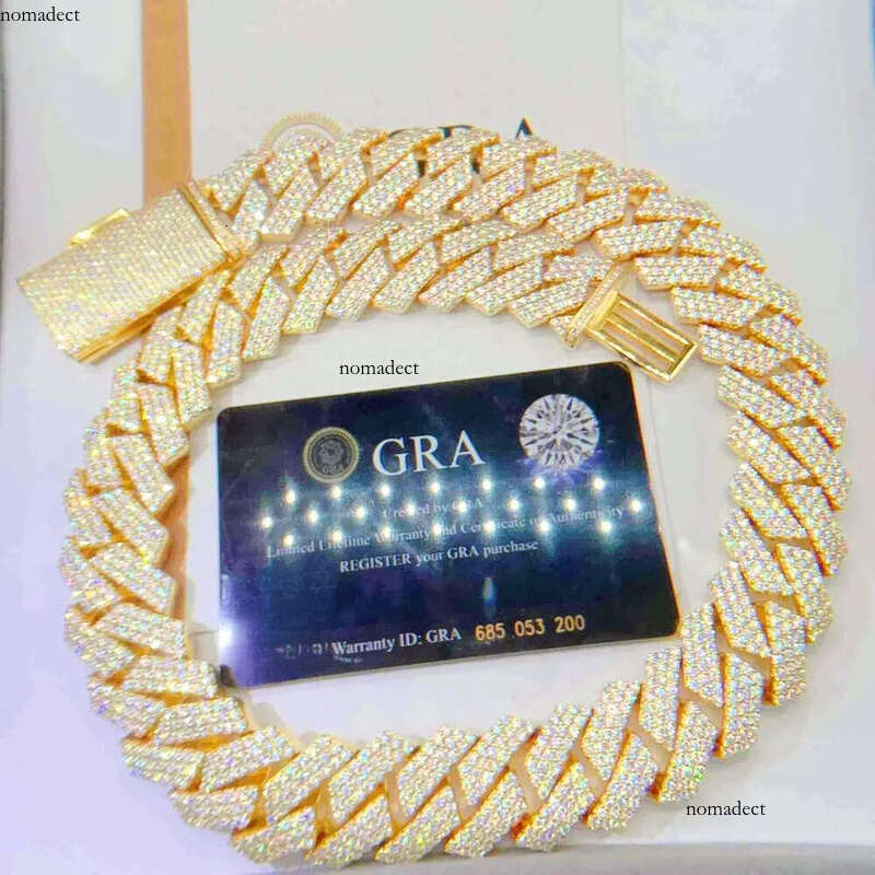 Necklace Moissanite designer sier rose gold iced out pass dia tester pendant Sterling Vvs cuban link chain fc