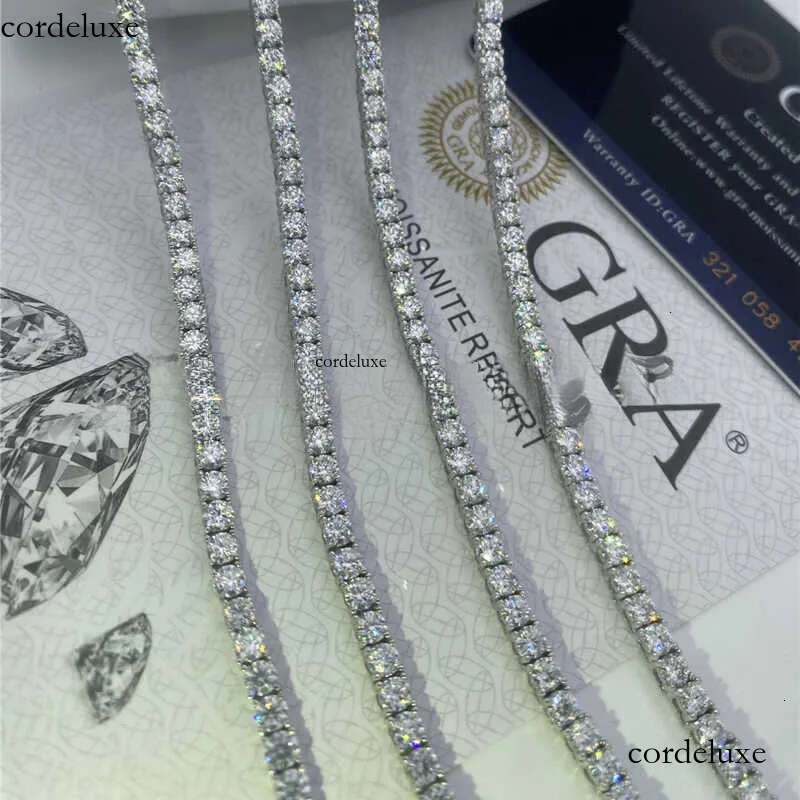 Sier Necklace Dia Hip Hop Jewelry 3mm - 6mm jewlery designer for women Tennis Chain Bracelet Pass Tester 51