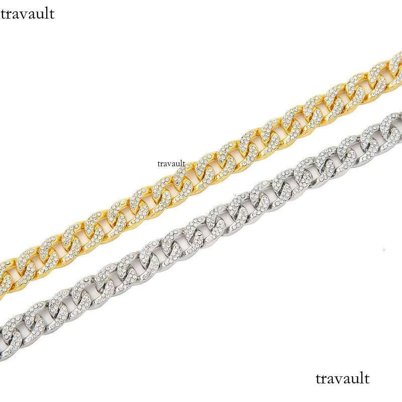 DHCollections Hip Hop for Men Bling Iced Out Cuban Link Chain Gold & Sier Plated Rhinestone Rapper Necklace Fashion Jewellery 18-24 Inch 1 Piece