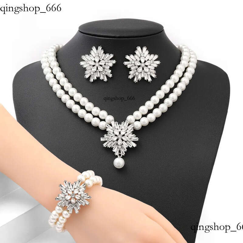 Womens Pearl Necklace Cubic Zirconia Dubai Dinner Set Party Engagement Handmade Jewelry Accessories b5