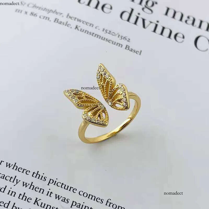 Personality S Sterling Sier Open Cubic Zircon Butterfly Ring for Women 55