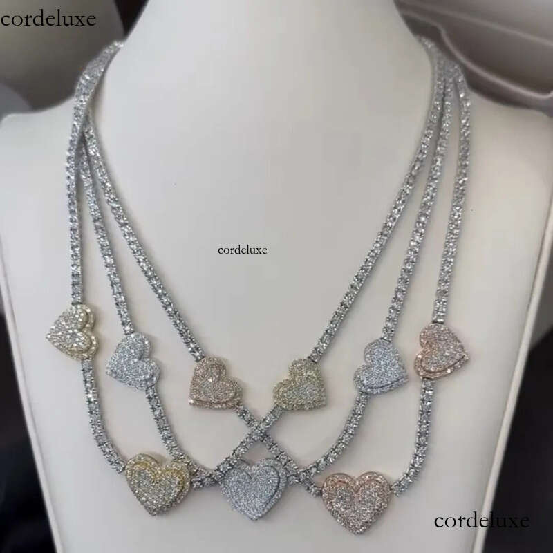 Customized Mens Vvs Chain 4mm Sier Clover Heart Women Iced Out Dia Moissanite Tennis Necklace e7