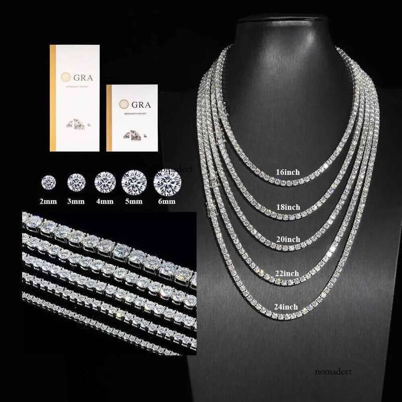 Fine jewelry sterg sier vvs moissanite necklace dia mossanite tennis chain 90