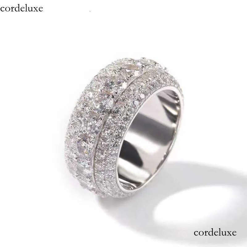 Sier Ring Moissanite Designer Jewelry Fashion Ice Crystal Men Women Hip Hop b2