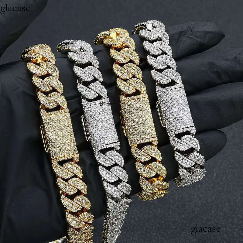 NUOYA 14MM Miami Cuban Link Chain Necklace Custom Iced Out Dia Sier Plated Hip Hop Jewelry 91
