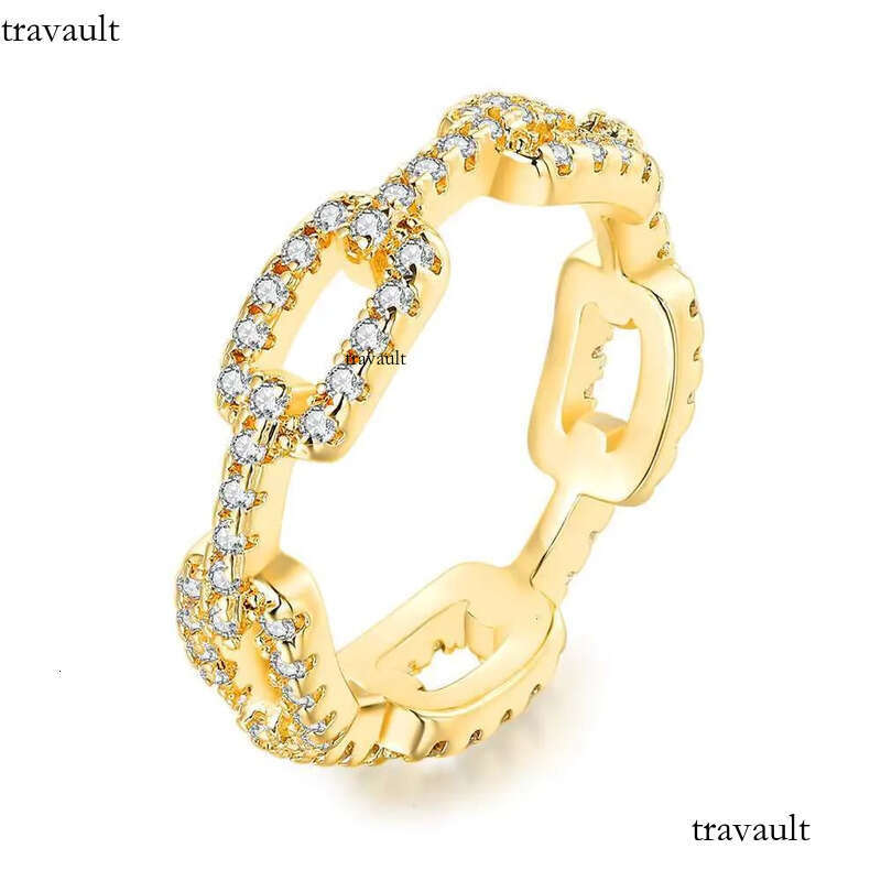 DHCollections Fashion Jewelry High Quality Trendy Ladies Woman 5mm Full CZ Zircon Chain Ring