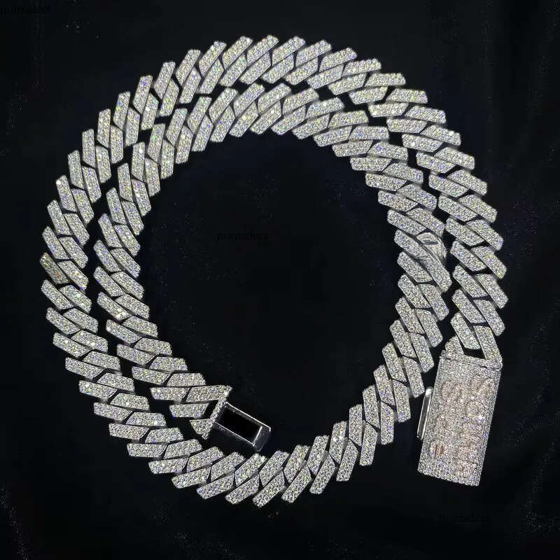 Miami Custom Name Clasp 14mm Moissanite Cuban k Chain VVS Pass Men's Necklace Bracelet Set White Gold Plated Jewelry 2b